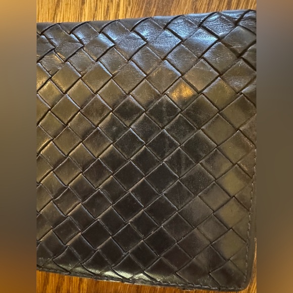 Bottega Veneta Intrecciato Woven Leather Wallet Black Fold Long EUC AUTHENTIC - Picture 12 of 15